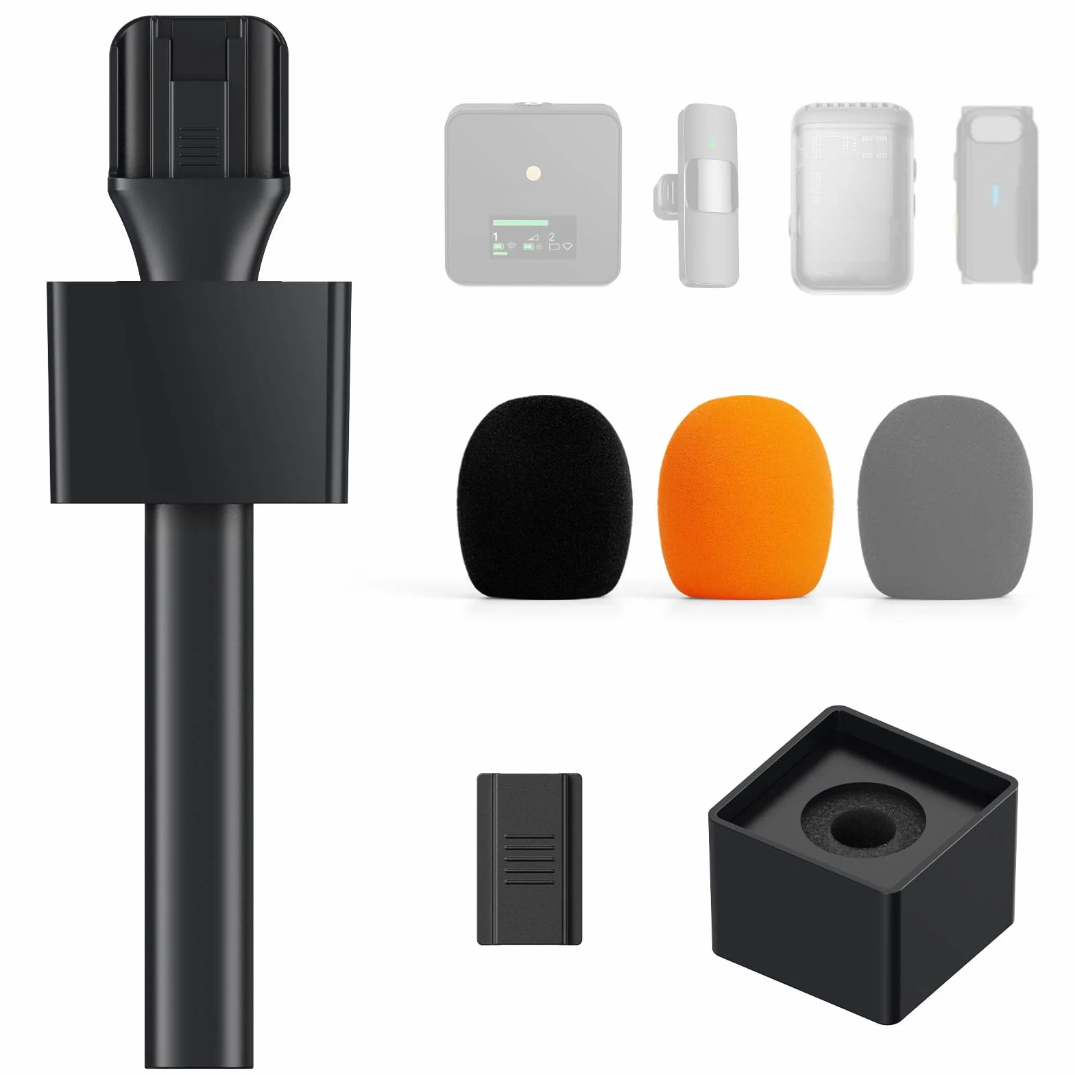 TONOR Poignée pour Microphone DJI Mic Rode, Support de Micro à Main sans Fil GO, Adaptateur, 24 cm, TP20