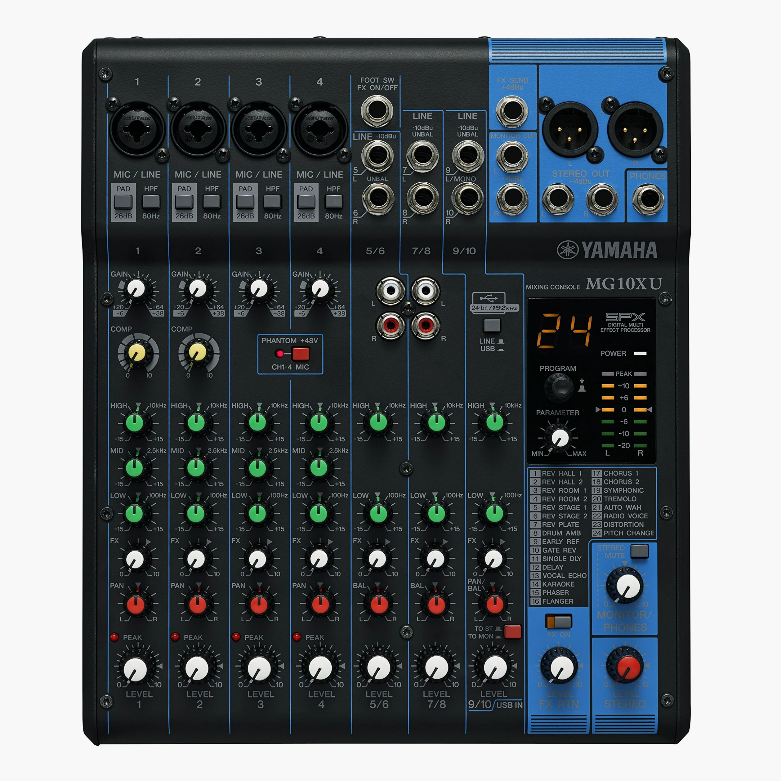 Yamaha MG10XU - Console de mixage compacte avec 10 canaux d'entrée, effets, USB et préamplis micro D-PRE