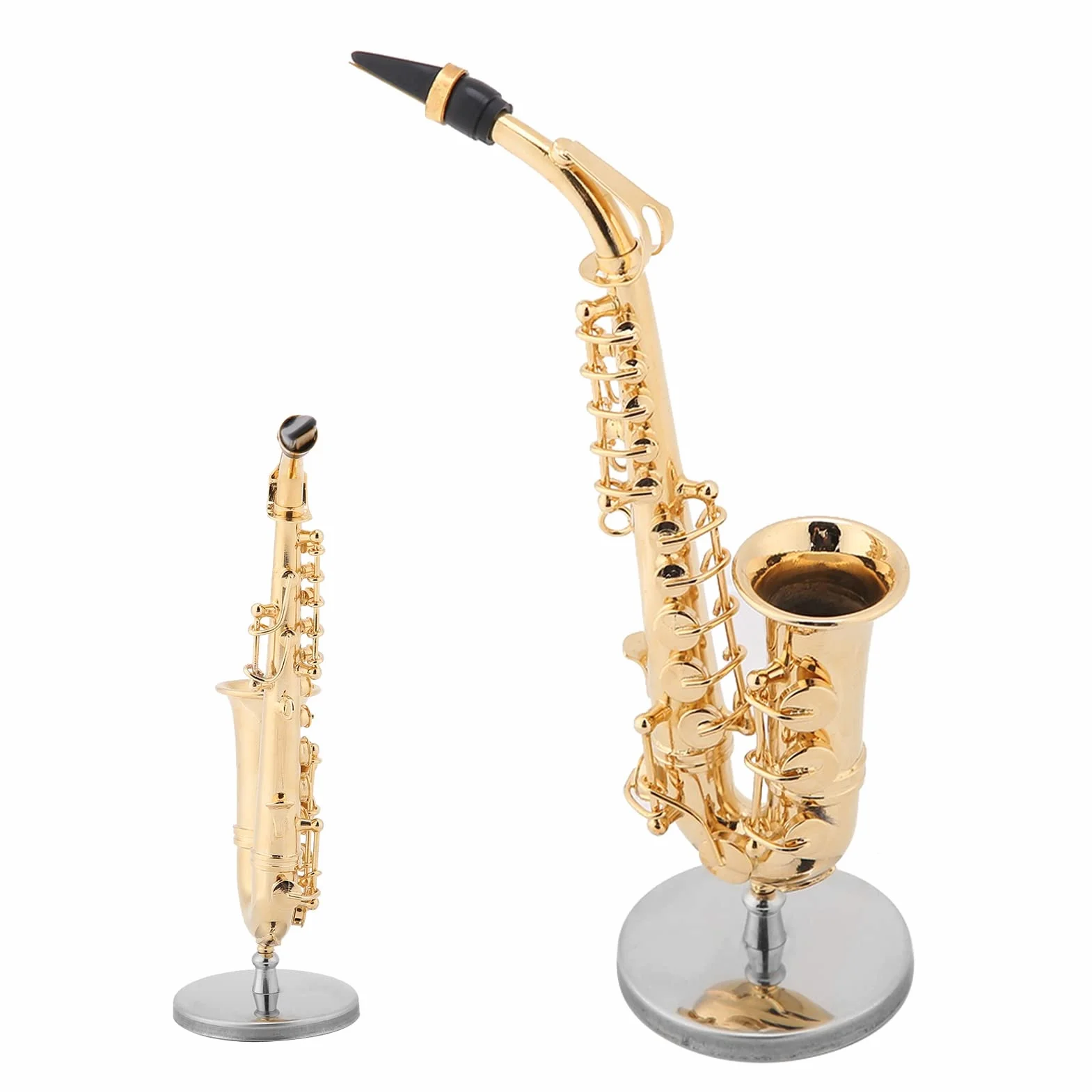 Fyearfly Saxophone Alto Miniature Plaqué Or avec Support et Étui, Cadeau Décoration Maison