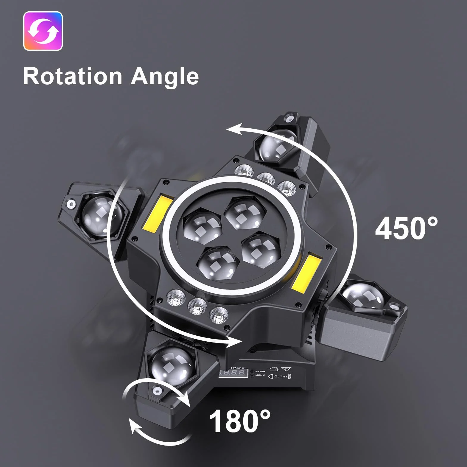 Lyre LED 150W Tête Mobile Lampe de Scène avec Télécommande, Lumière de Fête Wash Jeu de Lumière Soirée RGBW LED Stroboscopiques Beam DMX512 pour DJ Discothèques Noël Concerts