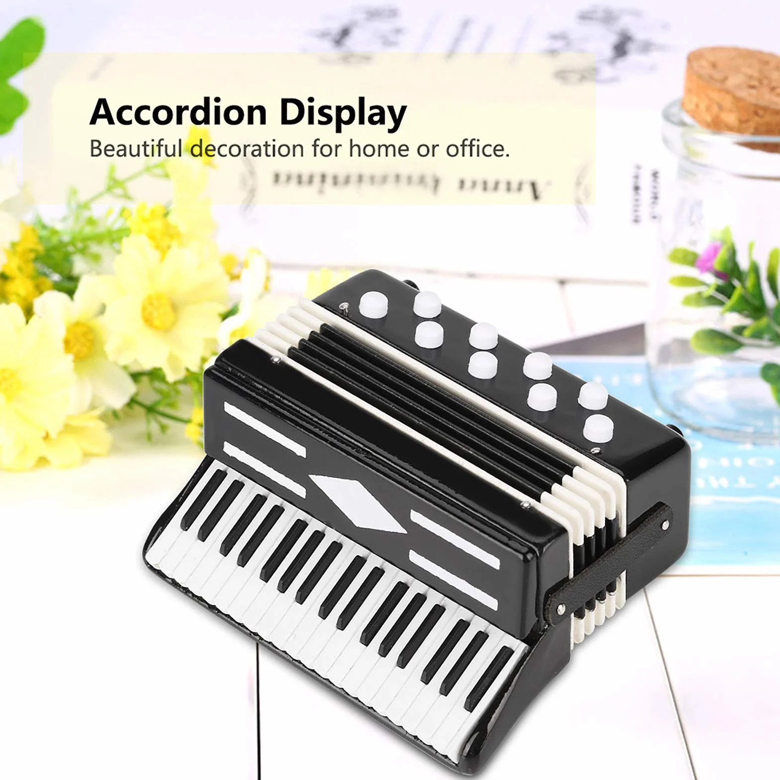 Accordéon Miniature 3 Pouces, Ornement de Décoration d'Instrument de Musique avec Boîte