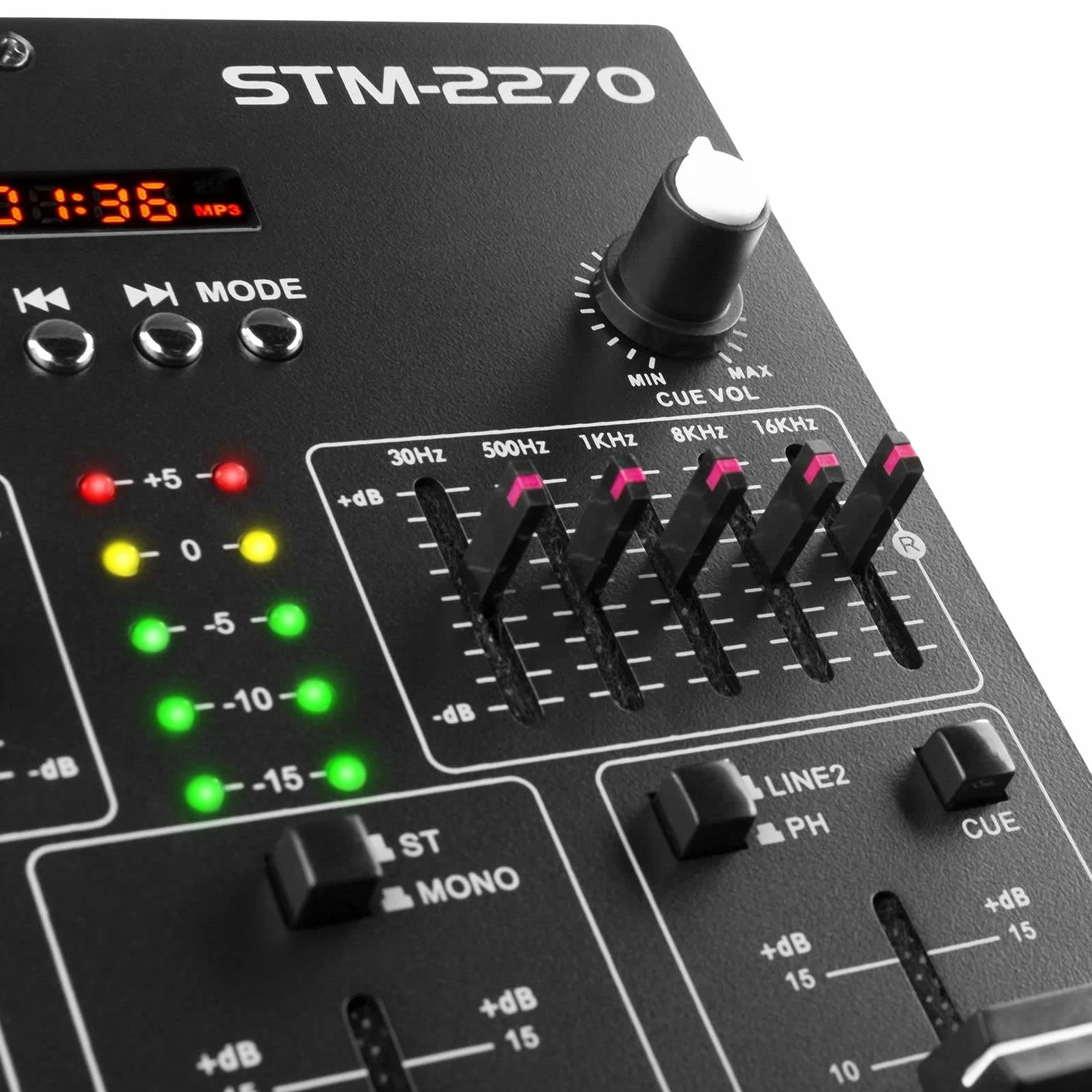 Vonyx STM2270 Table de Mixage DJ 4 Canaux, Entrée USB, Bluetooth, 8 Effets sons Individuels, Equalizer 5 Bandes, Entrée Micro et Sortie Casque, Écran LCD
