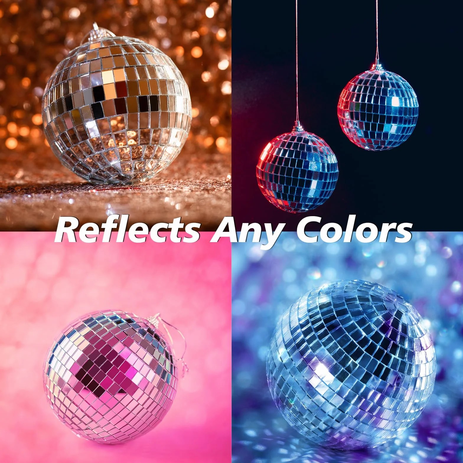 Boule à Facettes Disco 10 cm – Lot de 2 Boules Miroir Argentées à Suspendre, Déco Sapin de Noël, Mariage, Anniversaire, Fête & Soirée