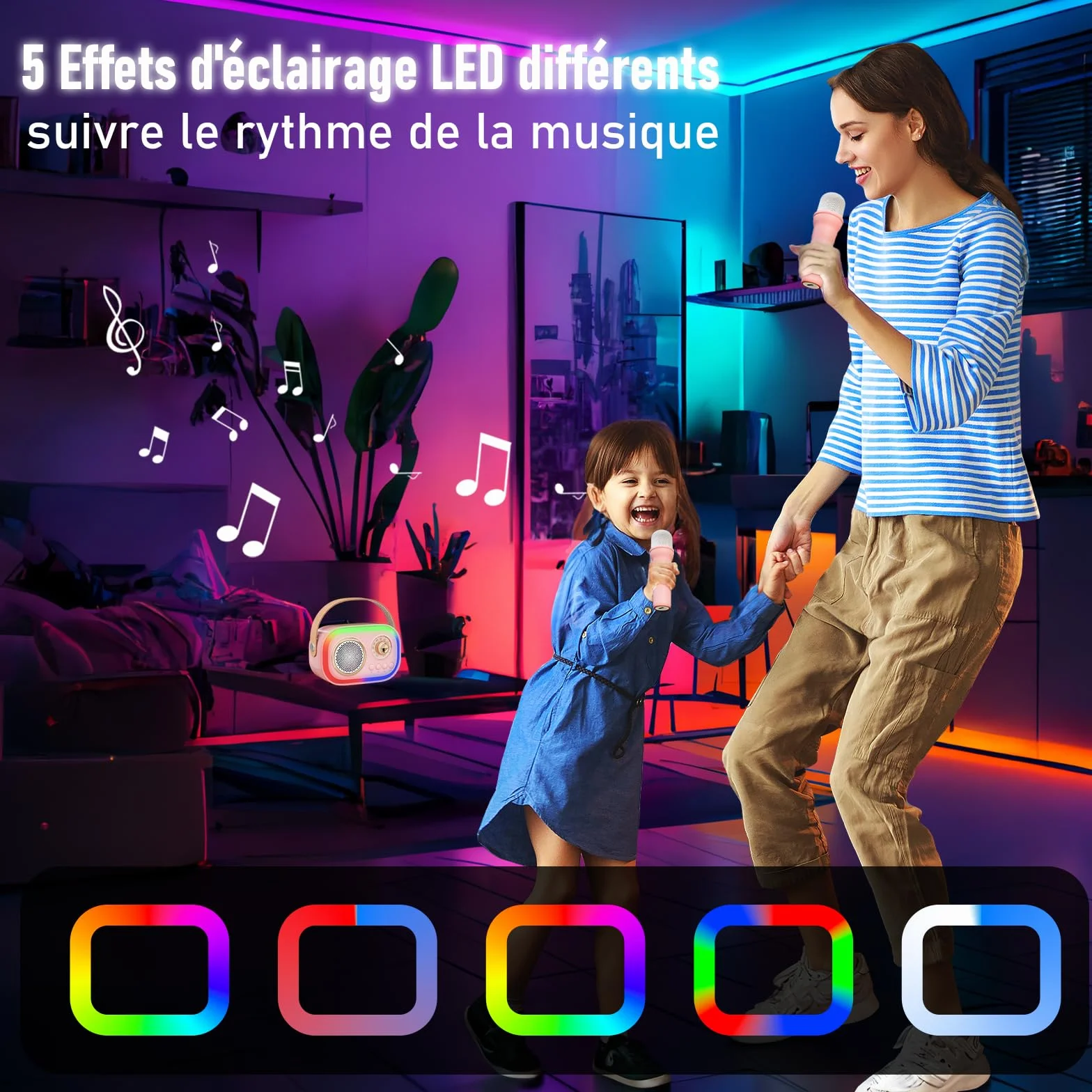 Micro Karaoke Enfant Cadeau Fille 4-12 Ans Anniversaire Jouet Microphones