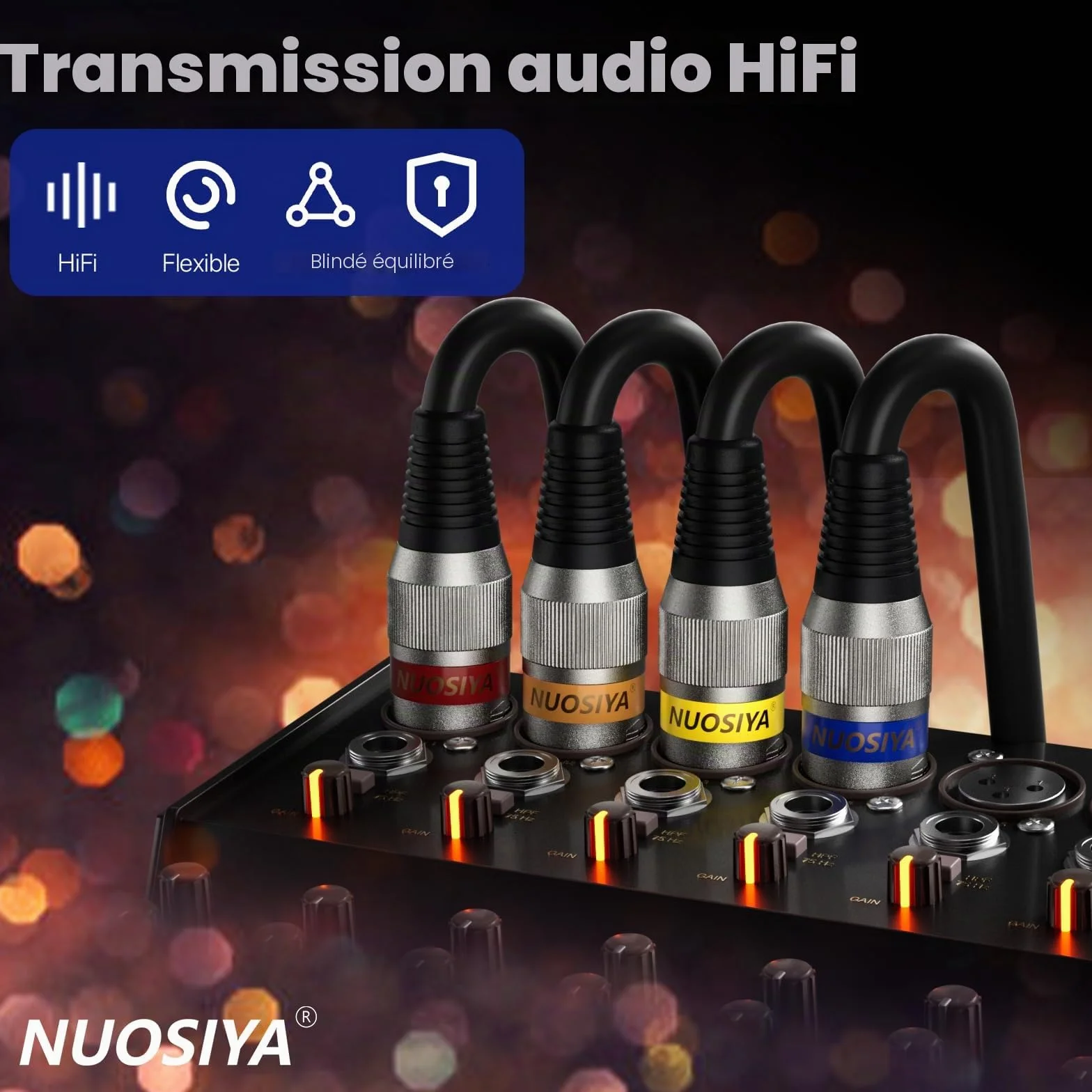 Lot de 2 câbles XLR 5 m - Câble d'extension audio symétrique mâle vers femelle 3 broches