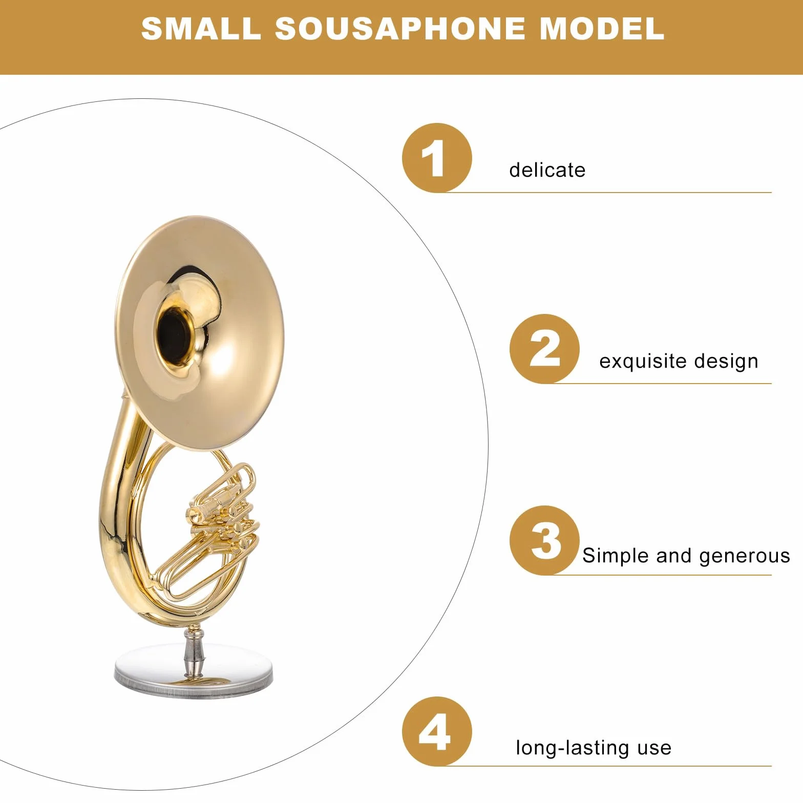 Sousaphone Cuivre Mini Modèle avec Support et Boîte Décoration de Table