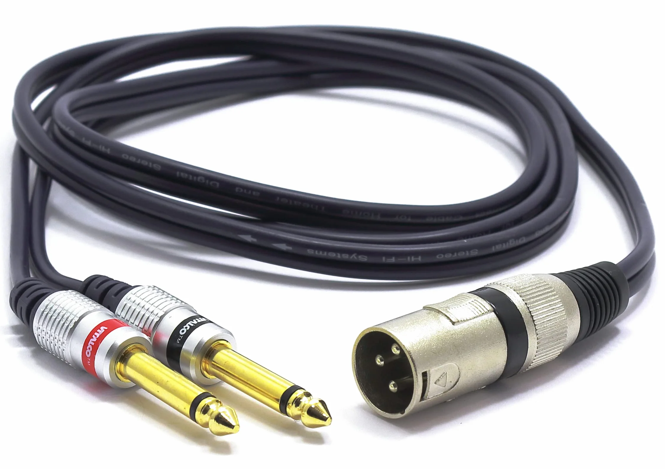 Câble XLR Mâle vers Double Jack 6.35mm Mono 5m Audio Adaptateur Prise 3 Broches Connecteur XLR vers 2x Mâle Jack 6.35 TS Câble de Connexion Microphone Audio splitter Stereo Répartiteur