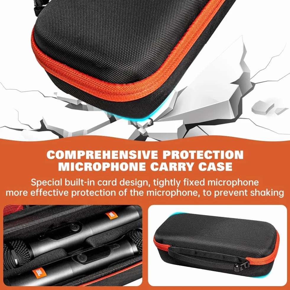 JBL PartyBox Housse Rigide EVA pour Système de Microphone Sans Fil, Étui de Transport Portable pour Deux Micros à Main
