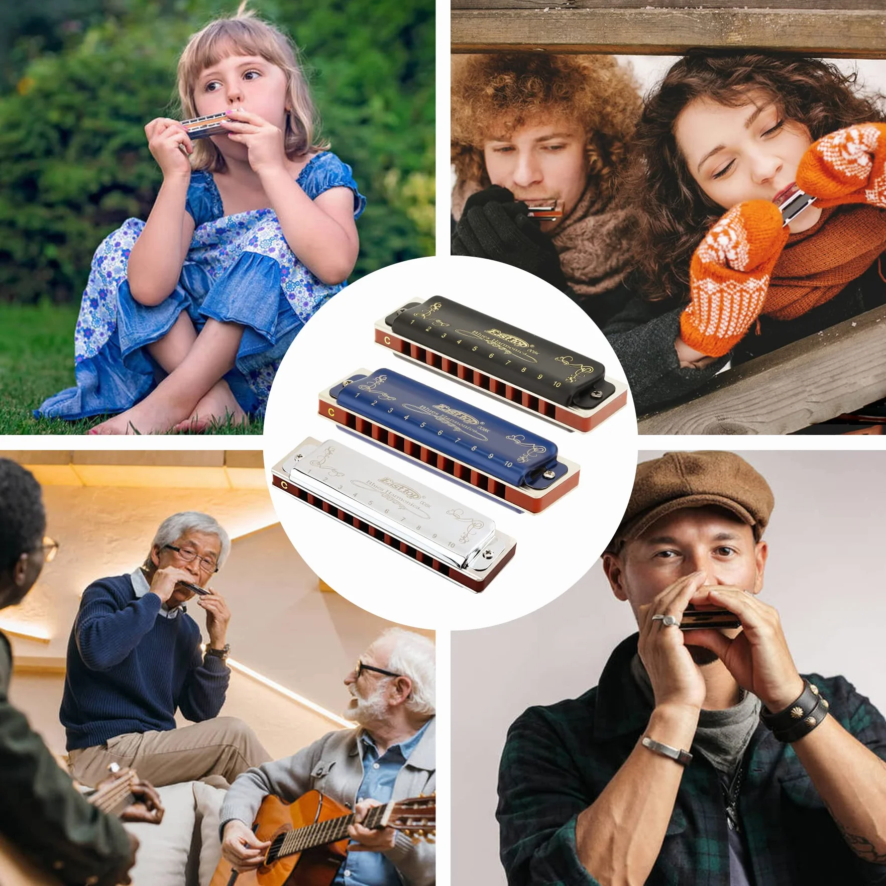 East top Harmonica diatonique en C 10 trous 20 tons T008K avec étui