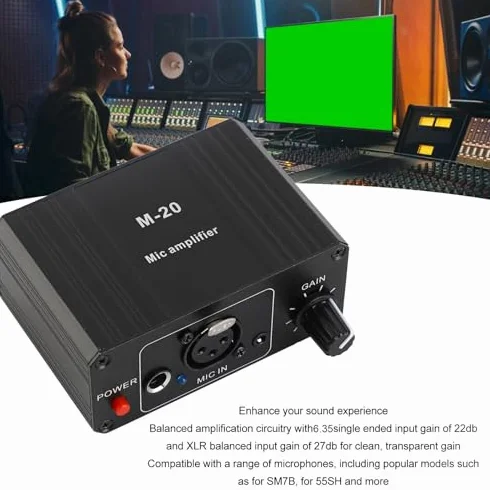 Préampli de Microphone Professionnel 48 V Alimentation Fantôme pour Microphones Dynamiques