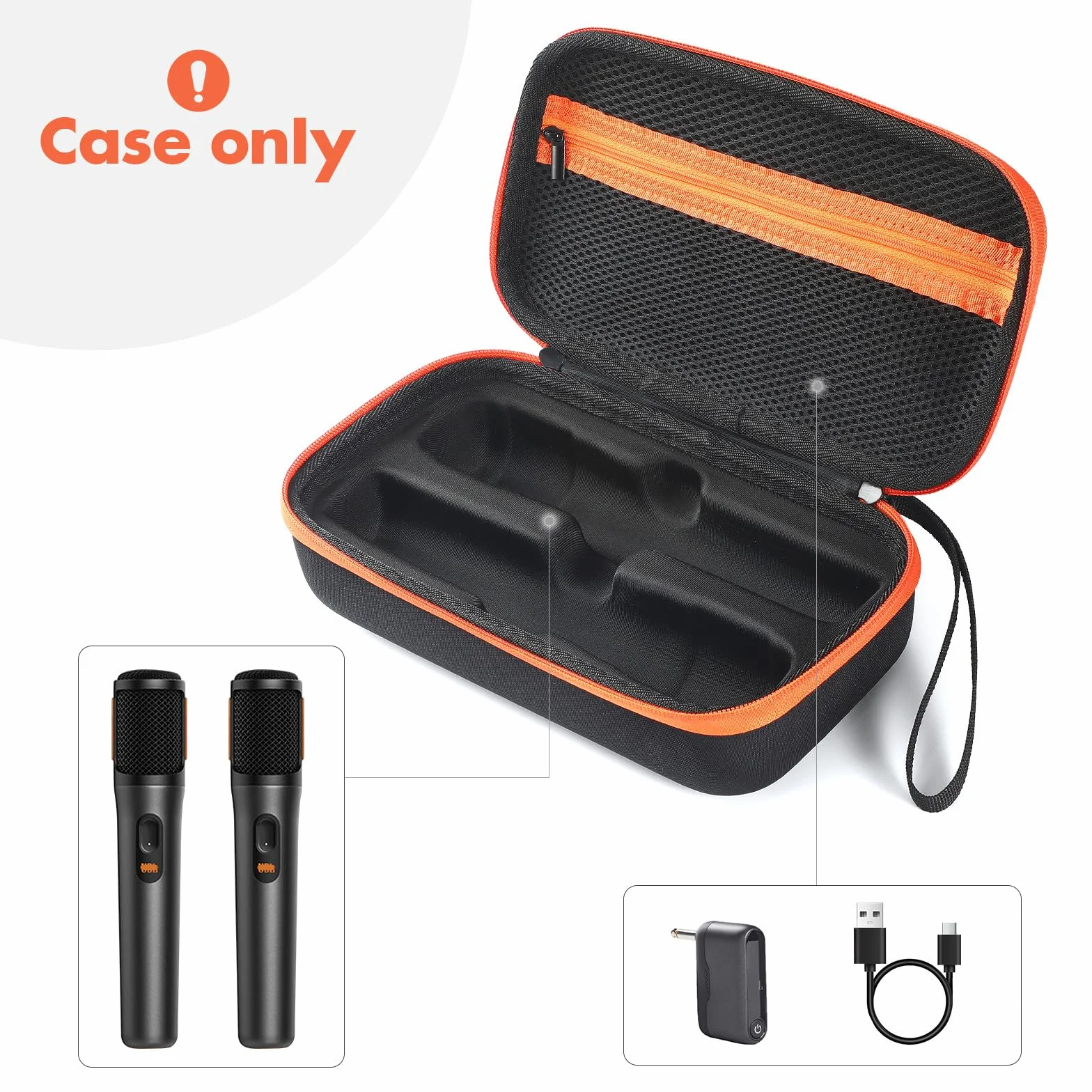 Étui de rangement pour microphone JBL Party Box, organisateur rigide pour 1 paire microphones Bluetooth, Noir