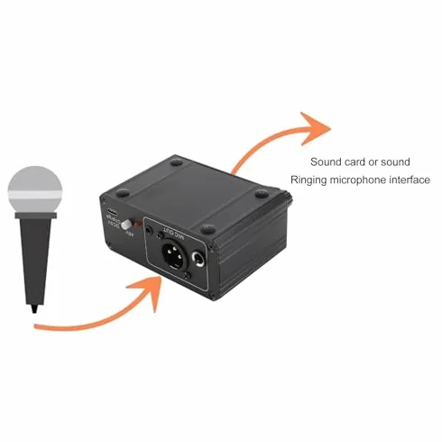 Préampli de Microphone Professionnel 48 V Alimentation Fantôme pour Microphones Dynamiques