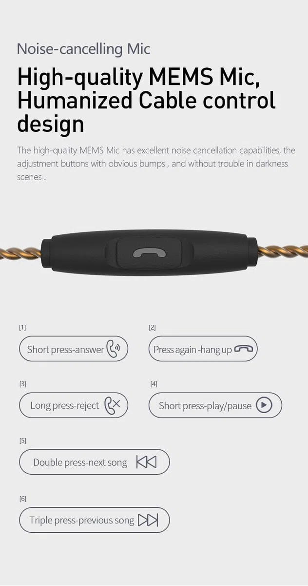 keephifi KBEAR KS2 IEM Casque Filaire avec Micro MEMS,10 mm PU+diaphragme Composite Biologique dans Les écouteurs,Division électronique de fréquence dans in Ear Monitor pour Musiciens,Jeux