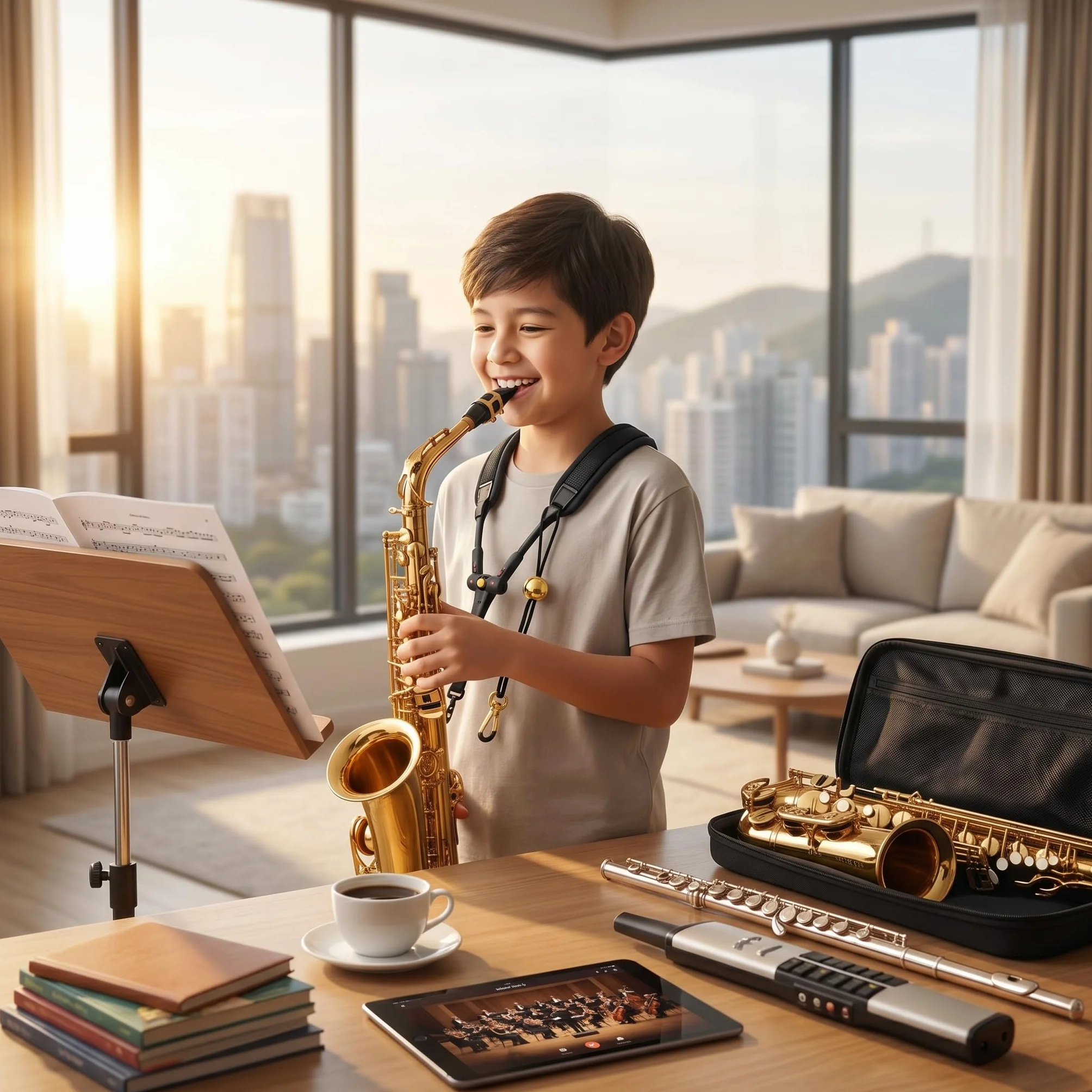 Sangle de Cou Réglable pour Saxophone Alto Tenor, Double Bandoulière pour Pratique et Performance
