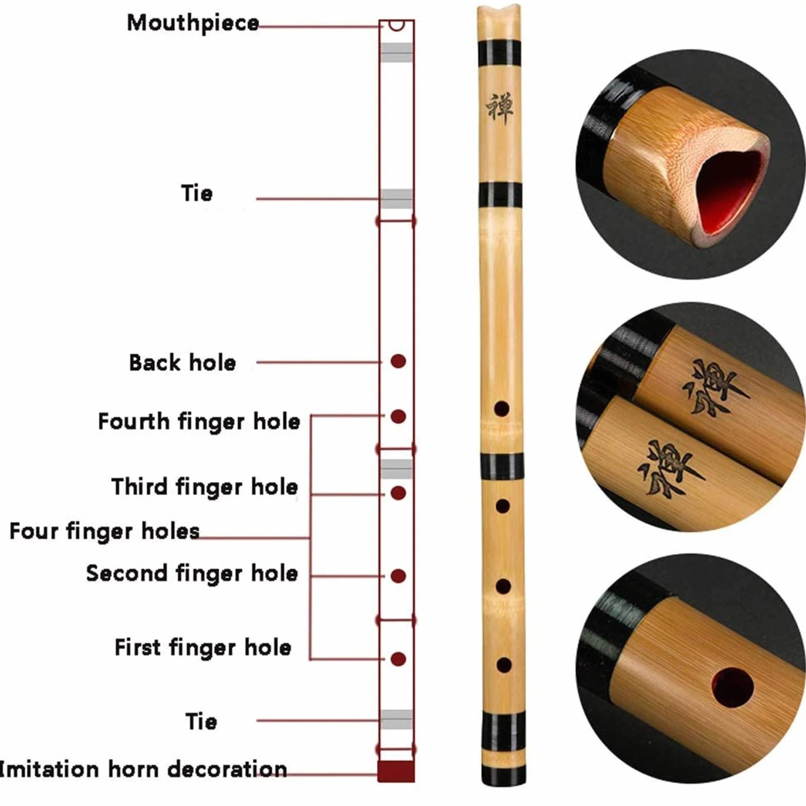 Professionnel Shakuhachi Flûte de Trou Japonais Huit Trous G Clé Instrument de Musique Ancienne