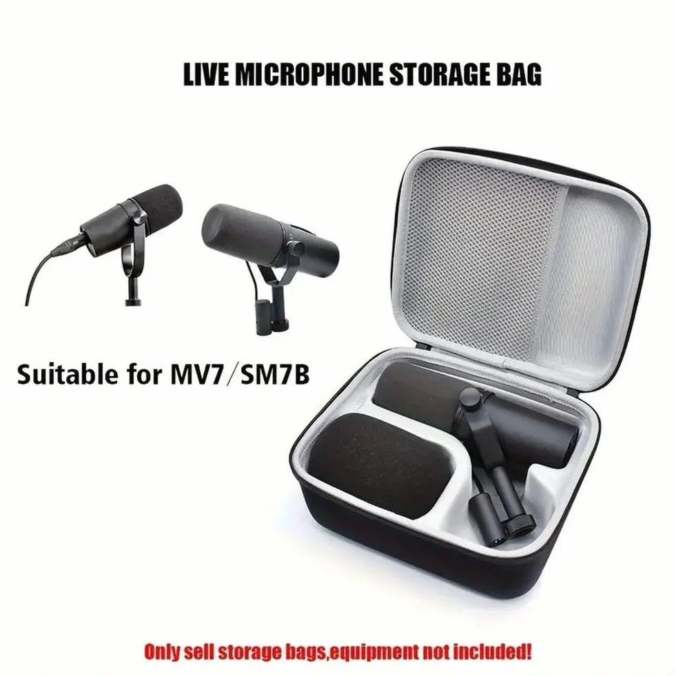 Étui de transport rigide Shure SM7B MV7 MV7X, coque EVA absorbant les chocs, intérieur mousse personnalisé, sac de voyage compact