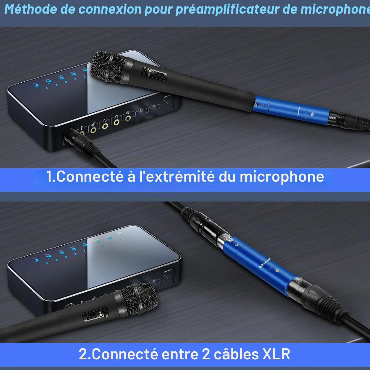 Préamplificateur de micro XLR professionnel - Gain ultra propre jusqu'à +28 dB pour microphone dynamique actif en ligne