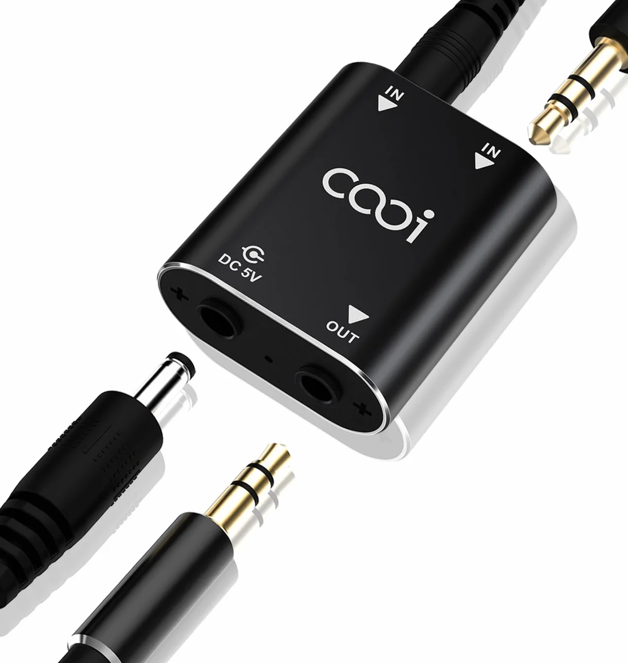 Cooidea 2 Channel Stereo Audio Mixer Coquille en Métal Interface AUX 2 Entrées 1 Sortie Mini Mélangeur Stéréo