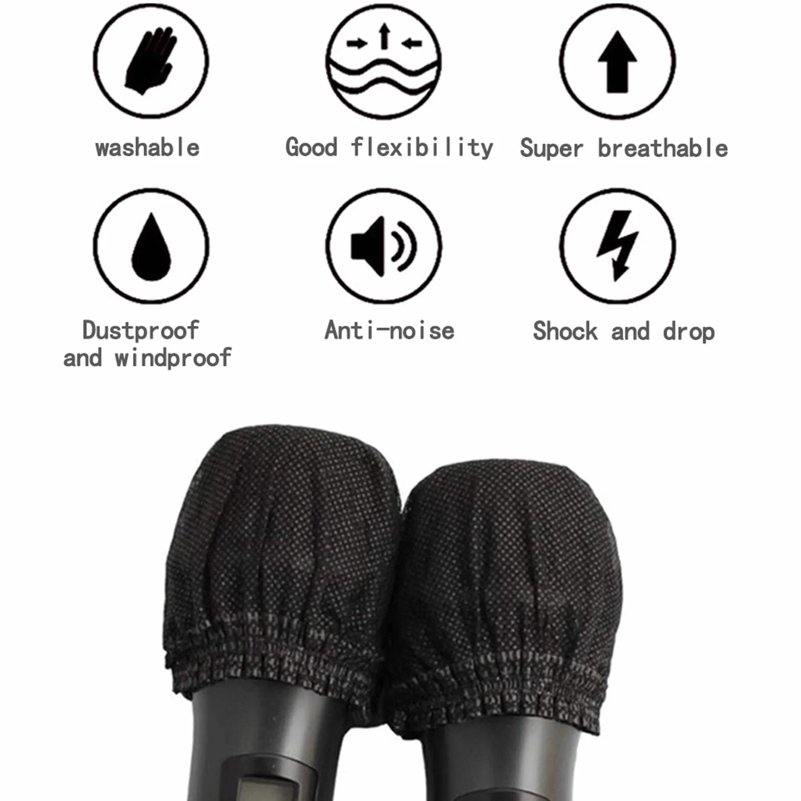 Sufang 100 Pièces Housse de Microphone Jetable Non-tissé Pare-Brise KTV Noir