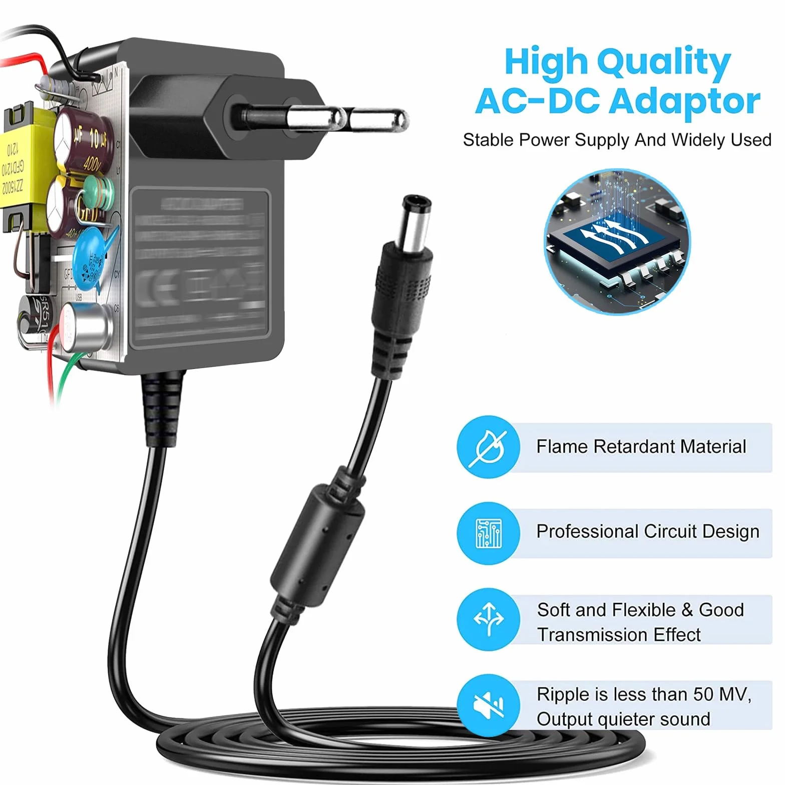 Adaptateur d'alimentation 12V 2A pour Clavier Yamaha PA-130a PA-130b PA-150b P45 PSR-210 P125
