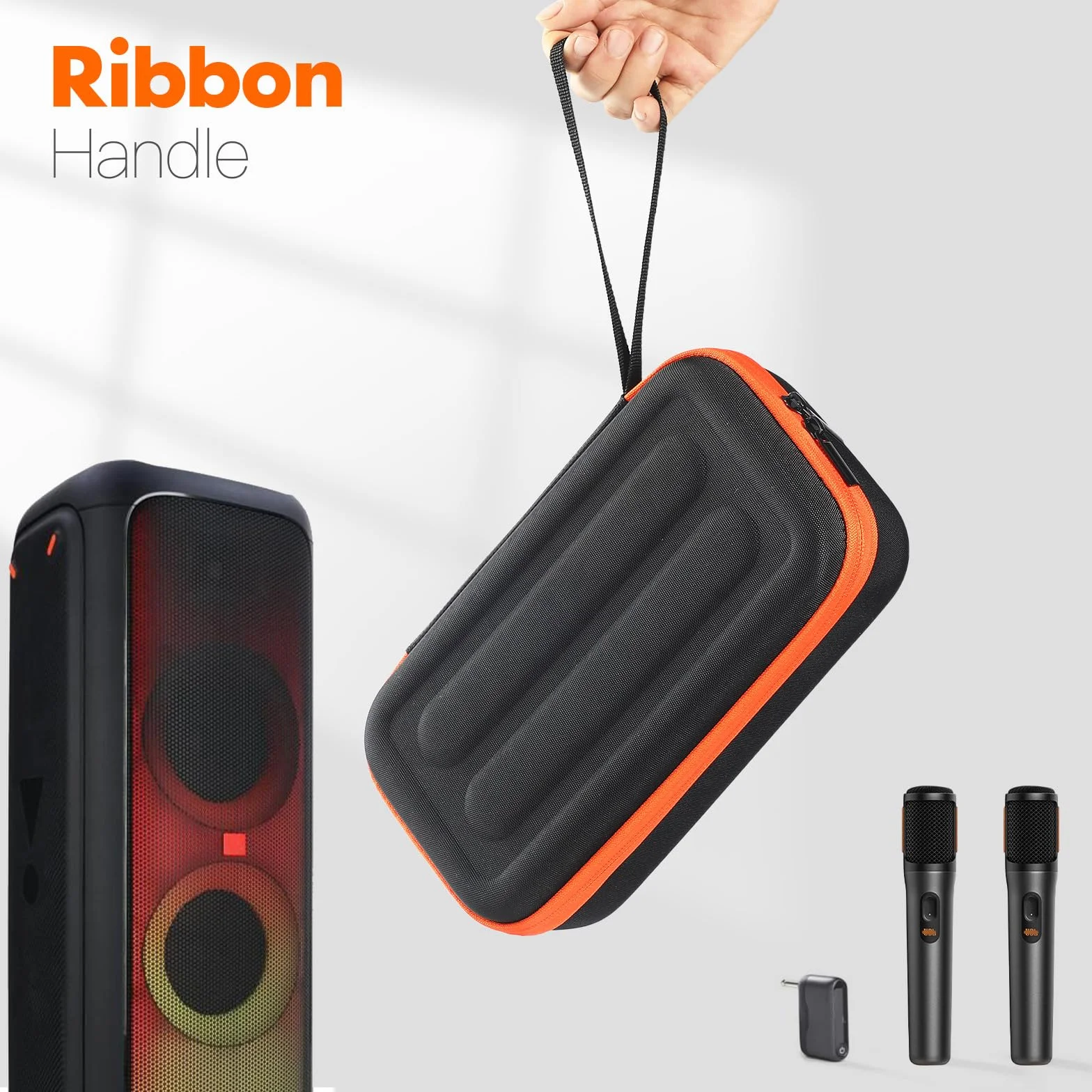 Étui de rangement pour microphone JBL Party Box, organisateur rigide pour 1 paire microphones Bluetooth, Noir