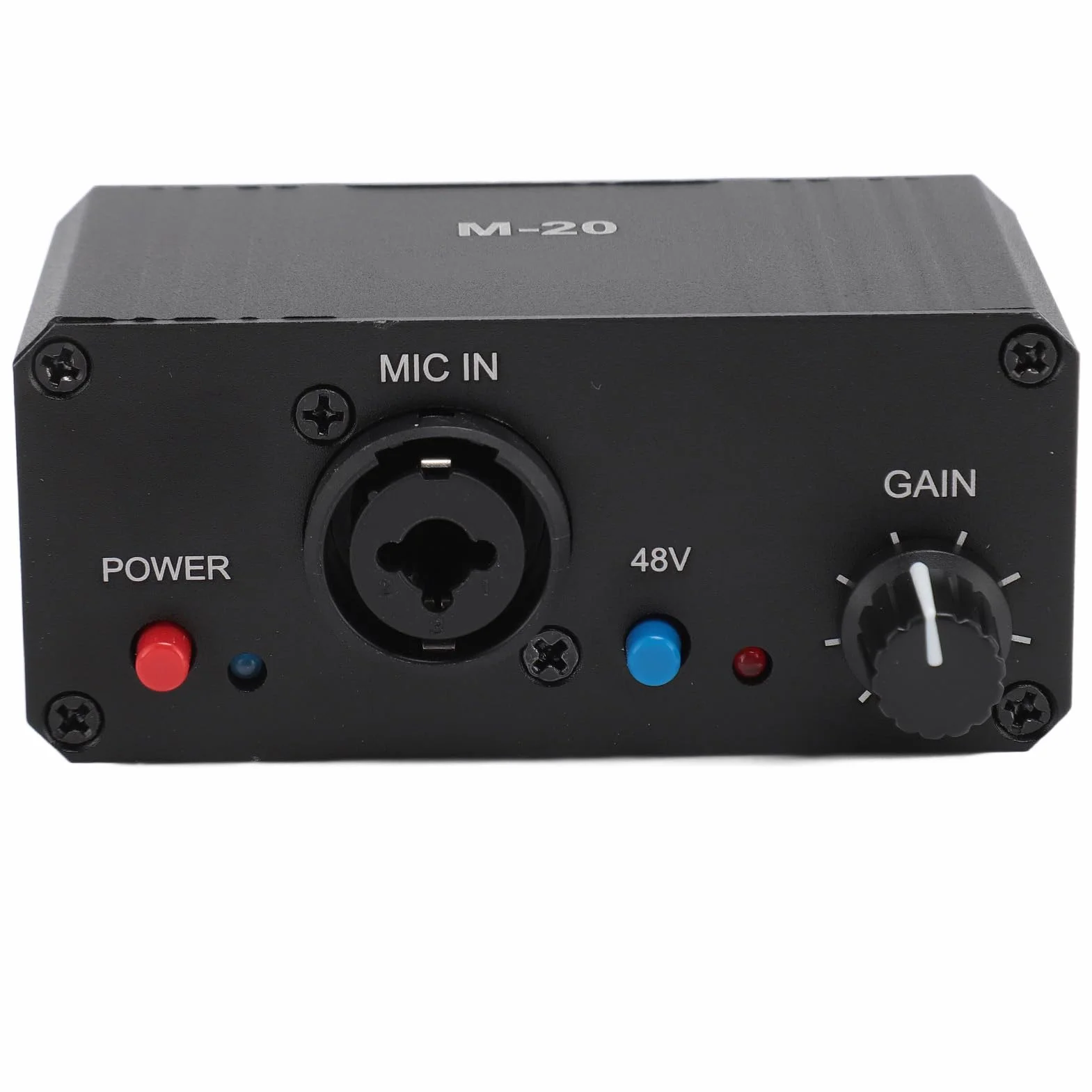 Amplificateur de Microphone Faible Bruit 48 V Alimentation Fantôme Préampli Léger Boîtier Métal Noir Gain élevé Sortie XLR