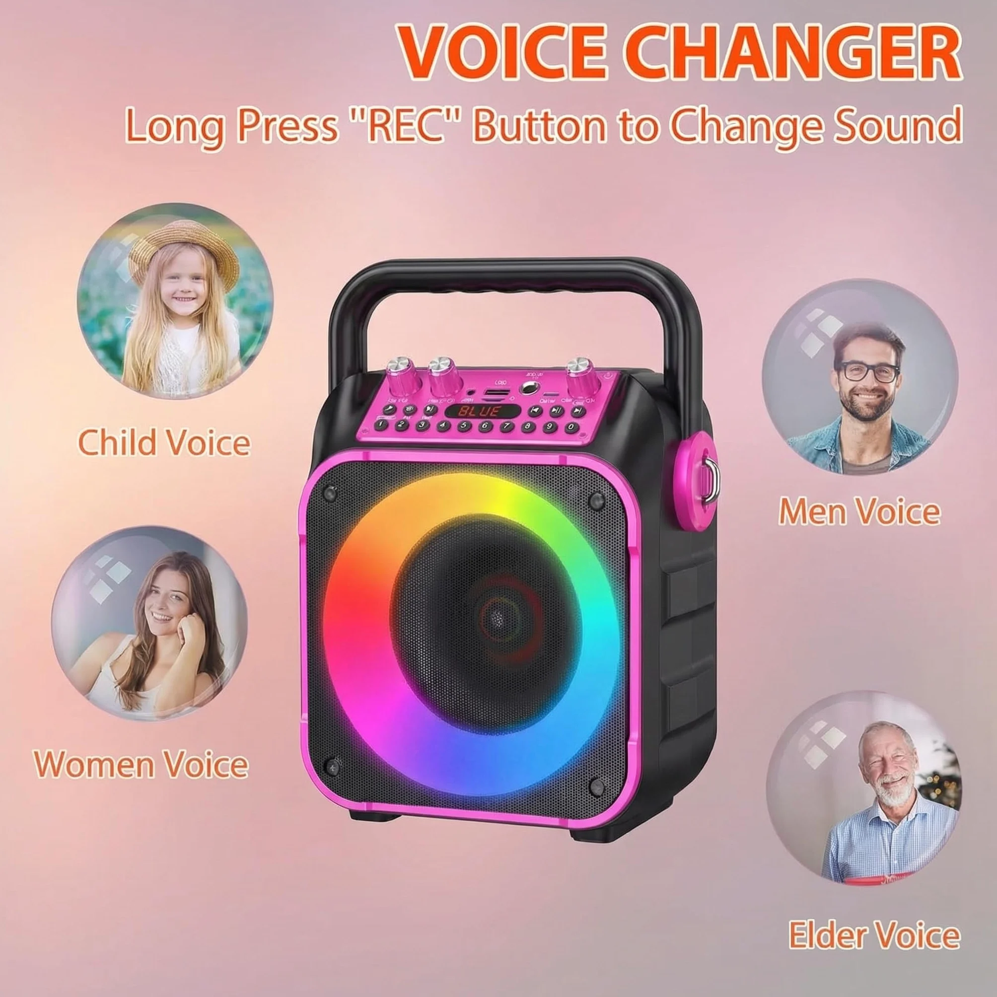 Fede Microphone Karaoké sans Fil Portable Haut-Parleur pour Enfants Adultes Chanter