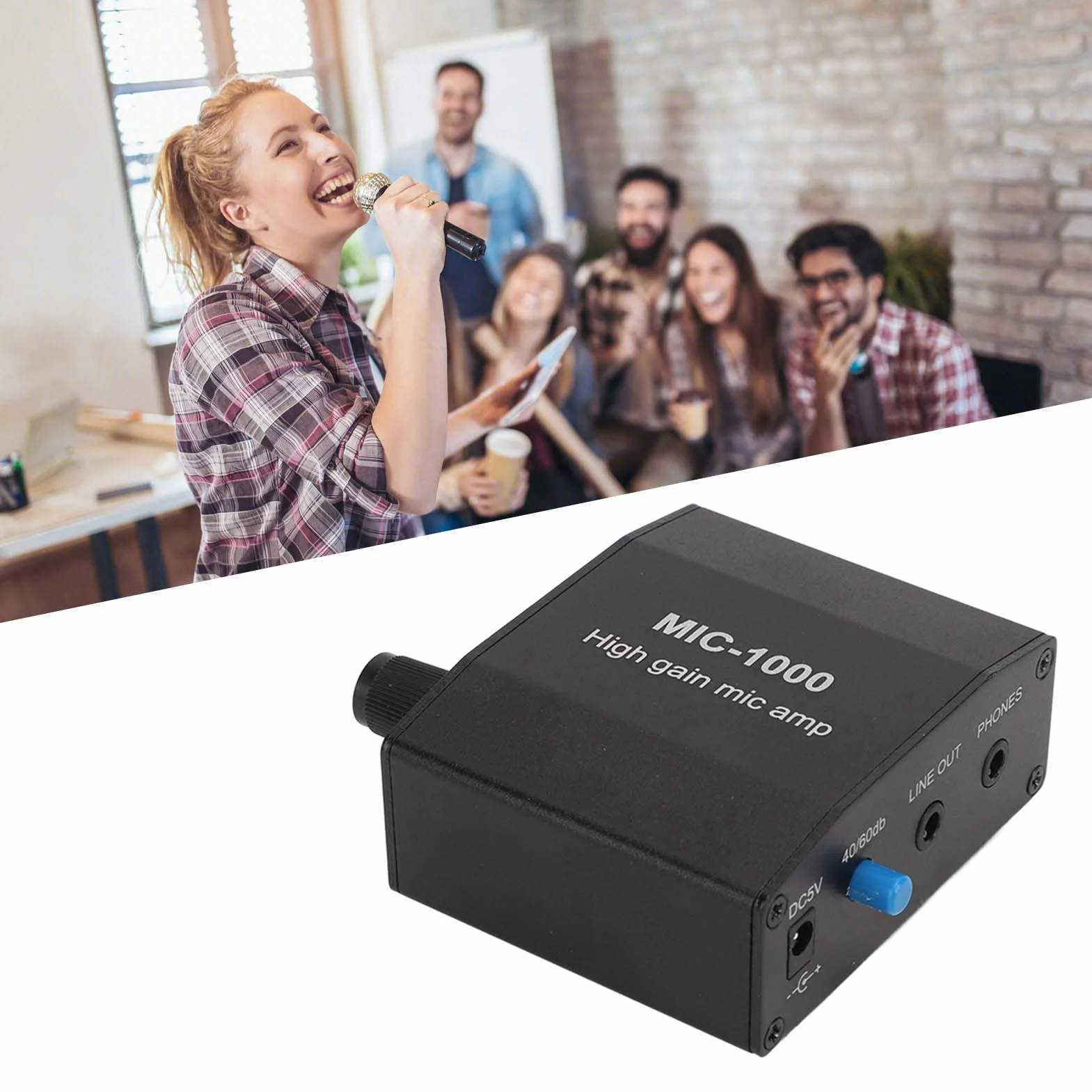 Amplificateur de Microphone Préampli à Gain élevé 1000 Fois 3,5 mm pour Musiciens Podcasters