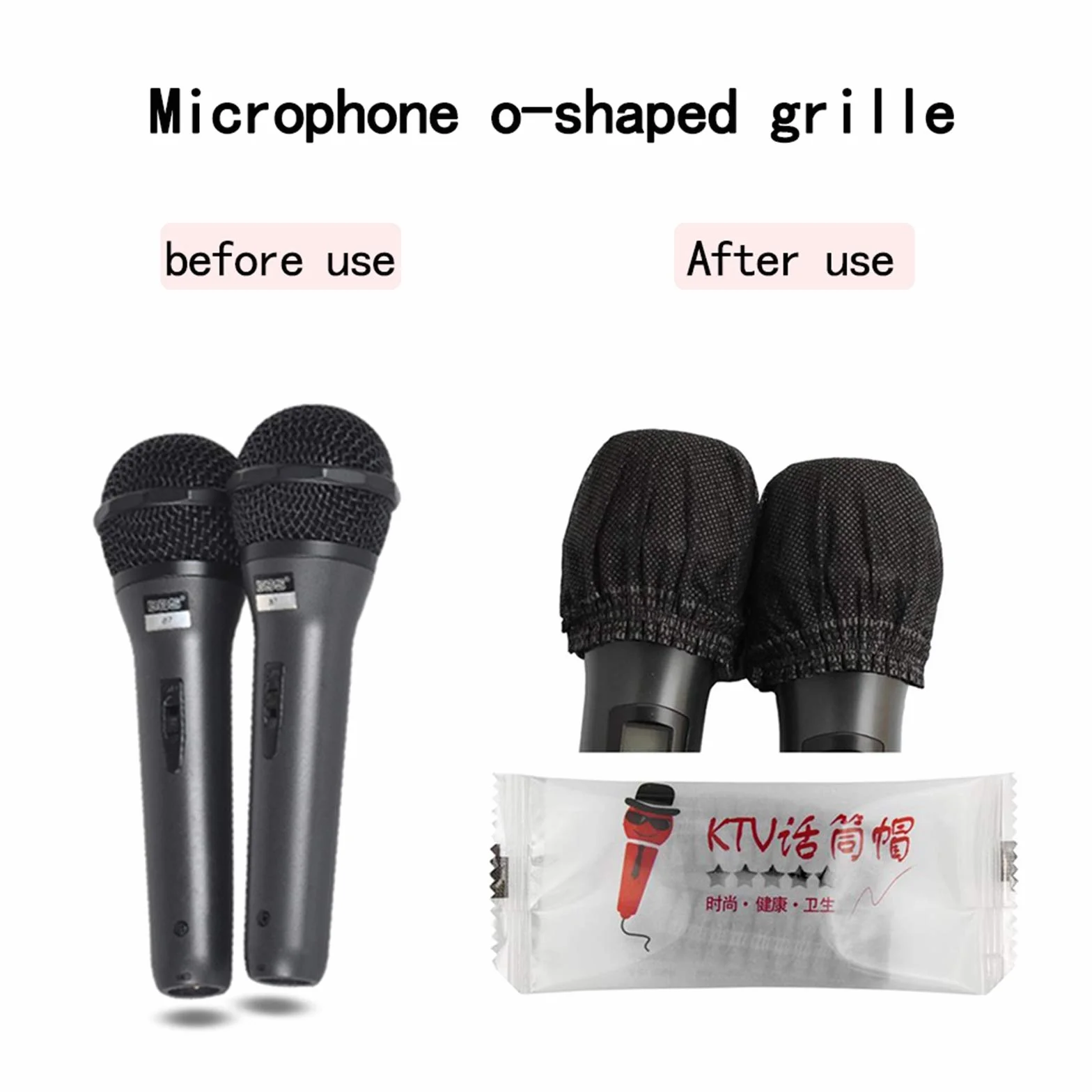 Sufang 100 Pièces Housse de Microphone Jetable Non-tissé Pare-Brise KTV Noir