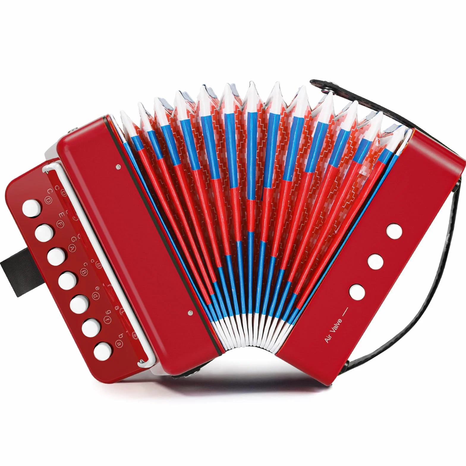 Accordéon pour Enfant 10 Touches avec Sangles, Instrument de Musique Débutants, Rouge