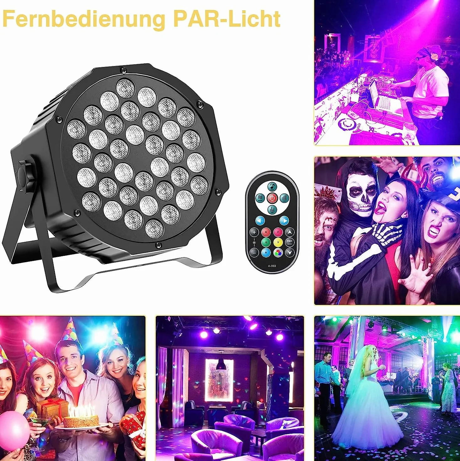 U`King 72W Par 36 LED Projecteur RGB Lumiere de Scene avec Télécommande