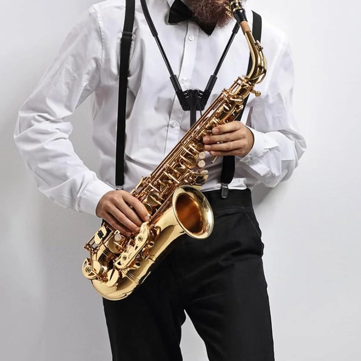 Alnicov Harnais d'épaule pour saxophone Crochet de sangle de cou confortable