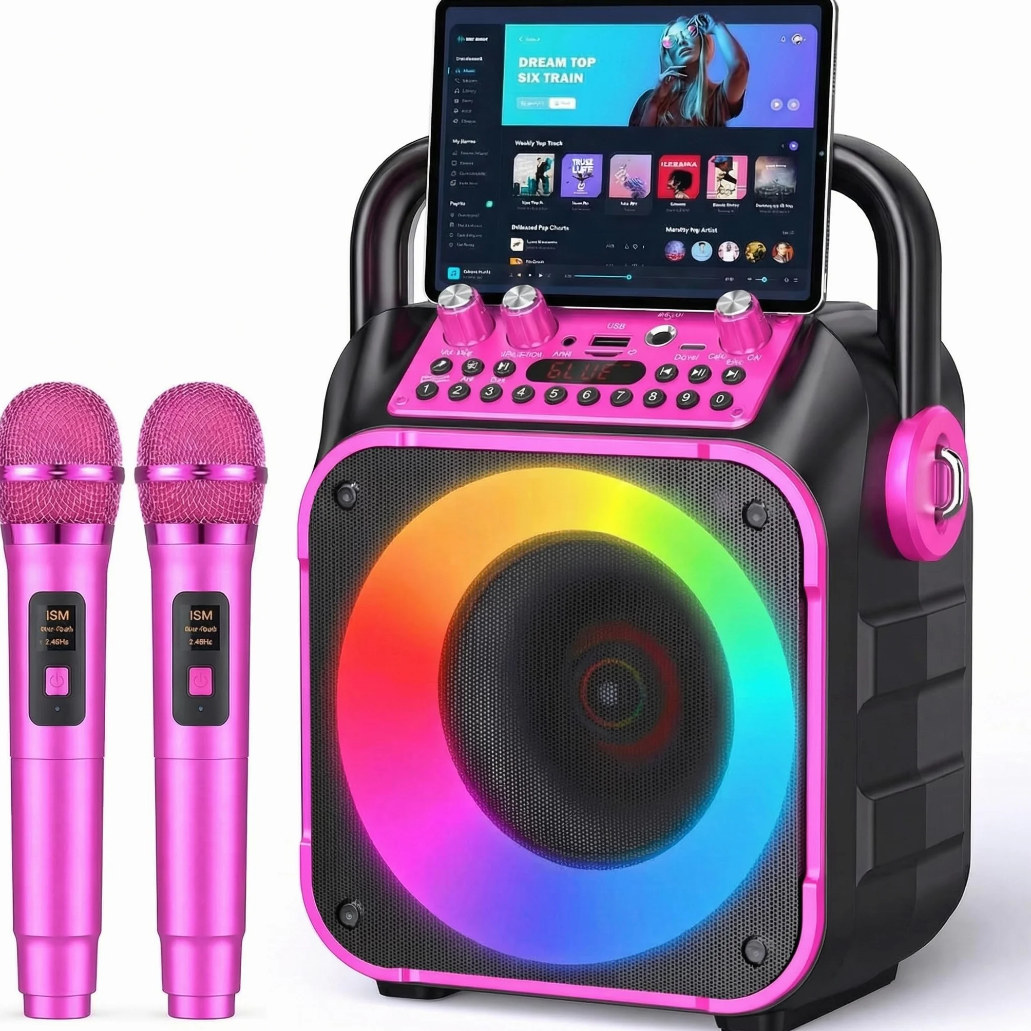 Fede Microphone Karaoké sans Fil Portable Haut-Parleur pour Enfants Adultes Chanter