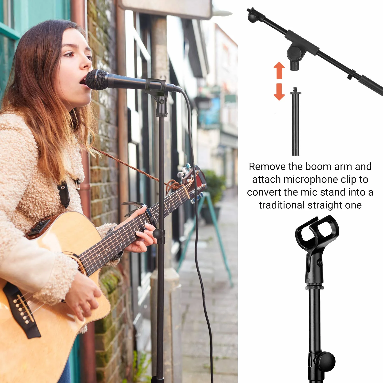 CAHAYA Pied de Microphone au Sol Mobile 2 en 1 Trépied en Métal Réglable Pliable Support pour Concerts Conférence Vidéo