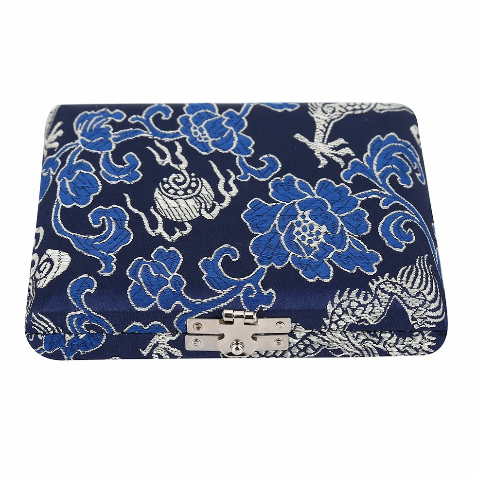 Etui pour anche hautbois en bois d'érable + tissu de soie, boîte de rangement pour 6 anches, bleu