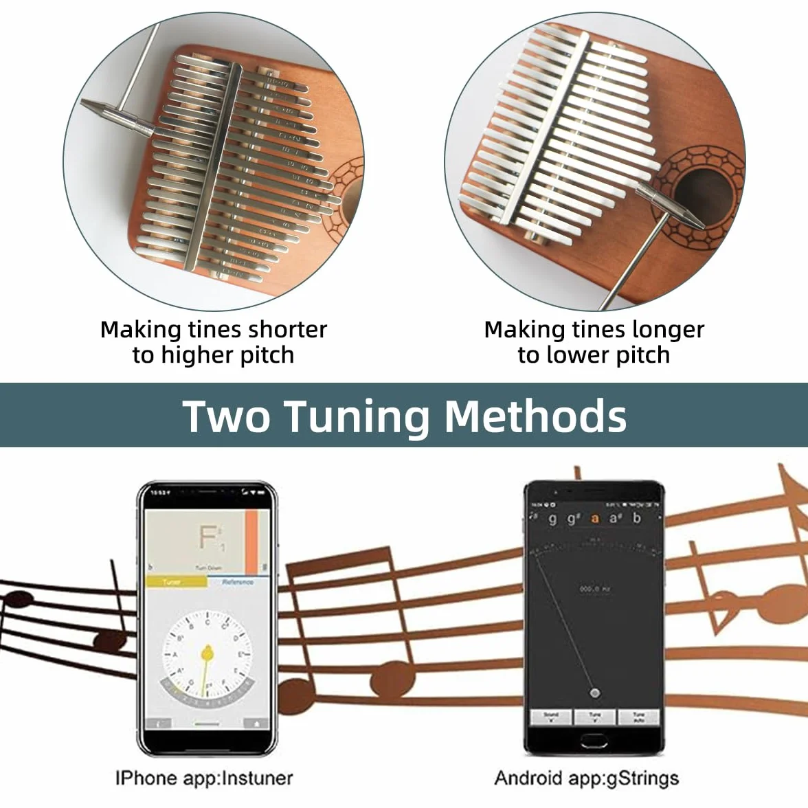 Kalimba 17 touches Mbira acajou acier marteau d'accordage protège-doigts autocollants cadeau enfants
