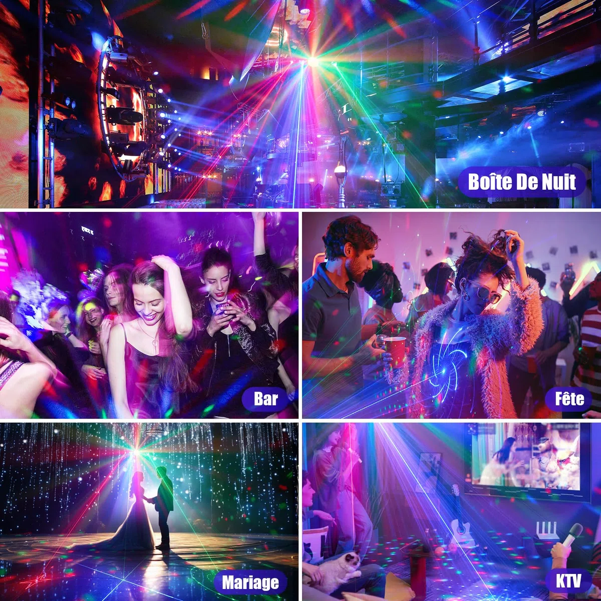 Jeux de Lumiere et Fête Contrôlée par Musique avec DMX512, UV & Boule Disco - Lumiere DJ pour Club, Fête, Événement, Mariage, Halloween