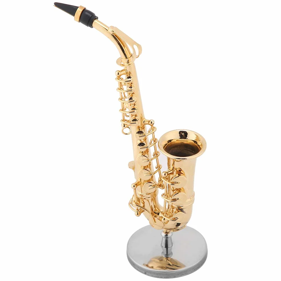 Miniature Alto Saxophone Plaqué Or Avec Support et Étui Ténor