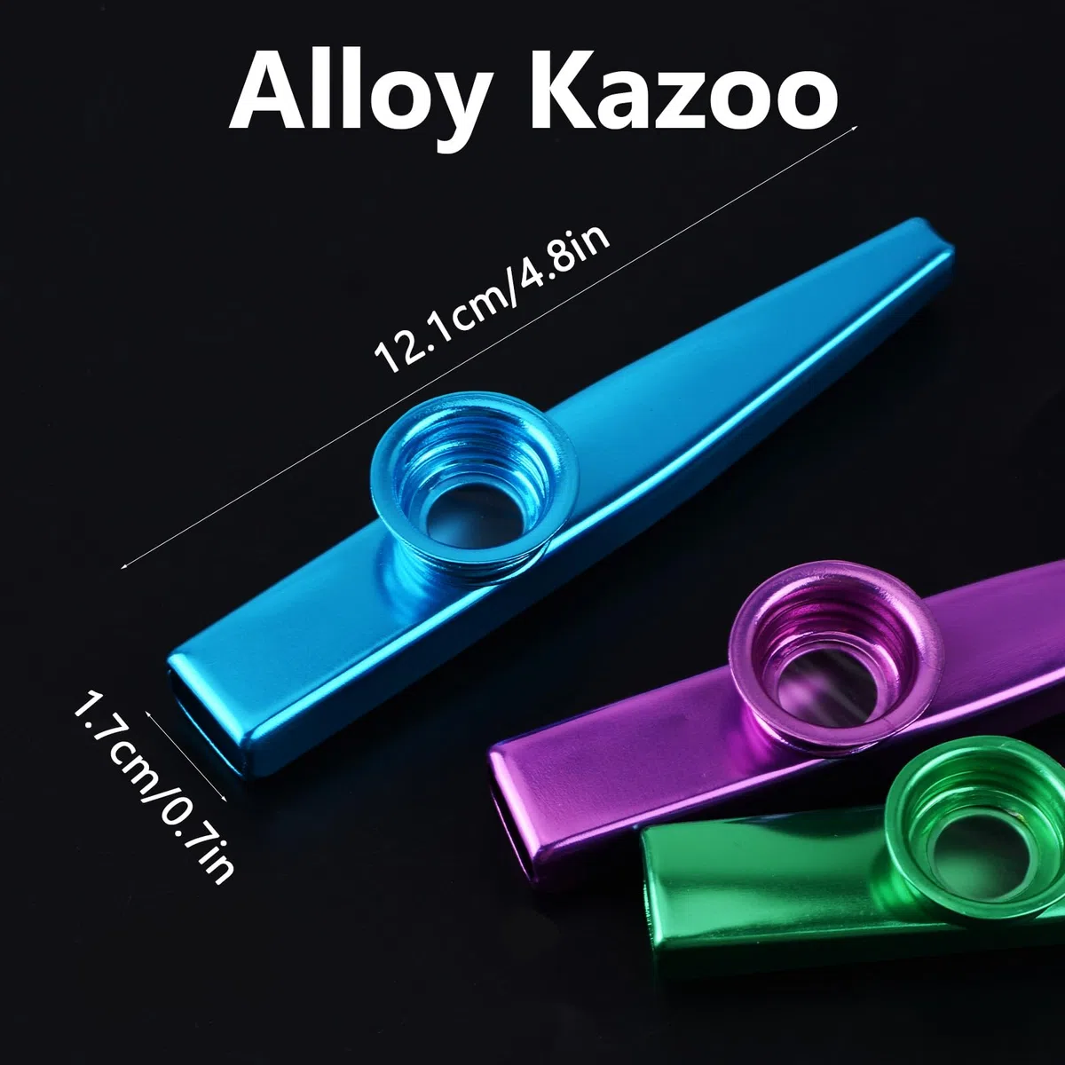 WANDIC Kazoo, Kazoo en alliage d'aluminium léger et 3 diaphragmes à flûte à membrane, Kazoos avec boîte-cadeau vintage, bleu