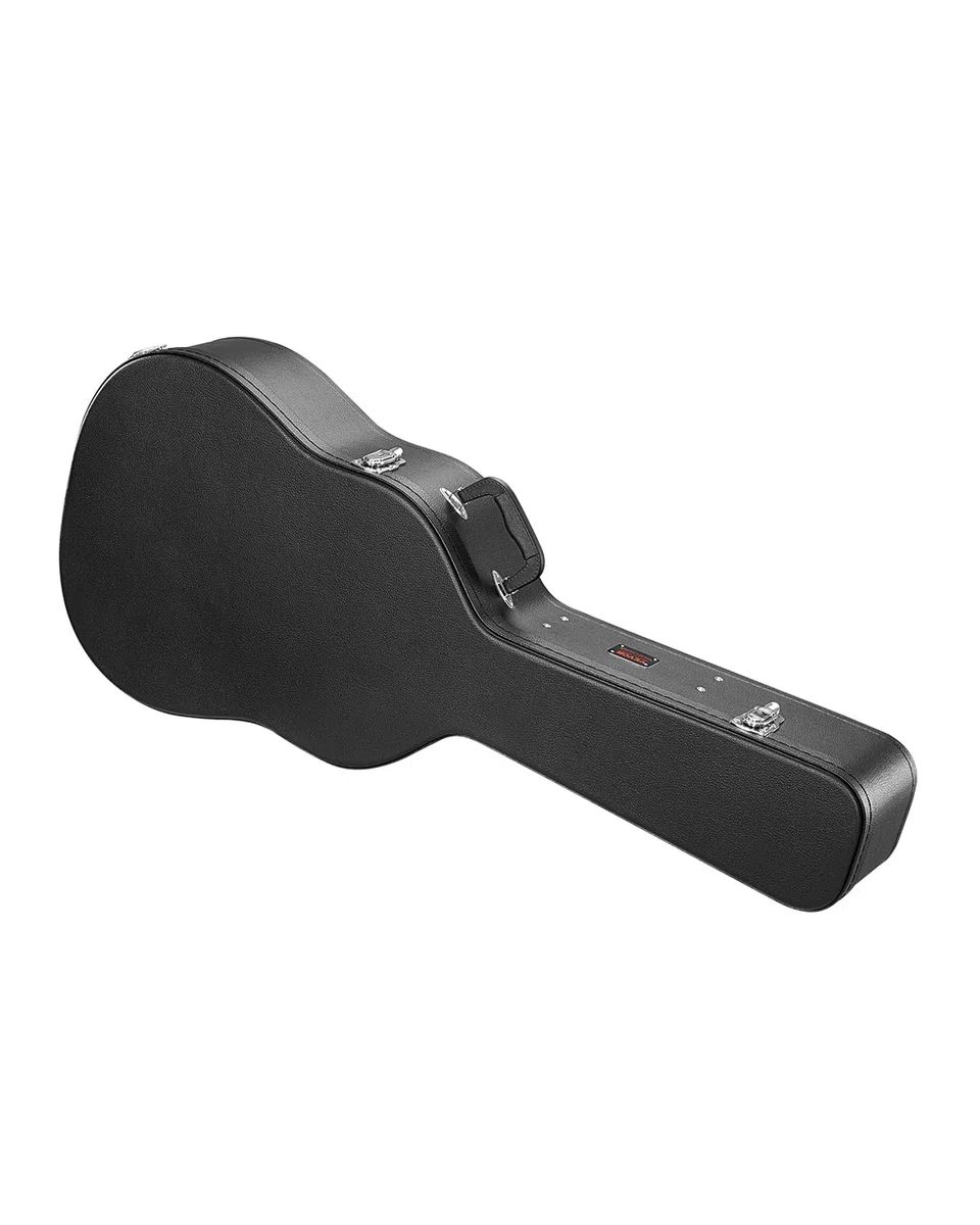 VEVOR Étui Guitare Acoustique Rigide Forme Gourde 1100 mm avec Verrouillage Clés, Poignée, Rembourrage PVC, Doublure Souple, Résistants à l'Eau, pour Guitares Acoustiques de 39-41 po 99-104 cm, Noir