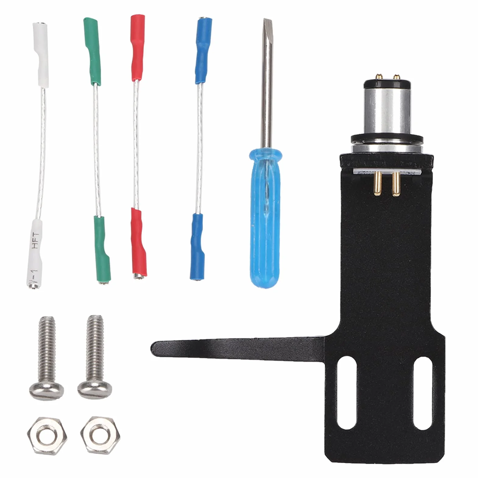 Porte-Cellule pour Lecteur Phono avec 4 Câbles et 2 Paires de Vis, pour Platines Vinyles