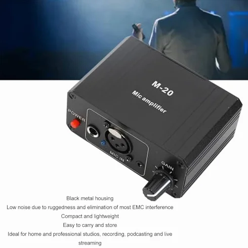 Préampli de Microphone Professionnel 48 V Alimentation Fantôme pour Microphones Dynamiques