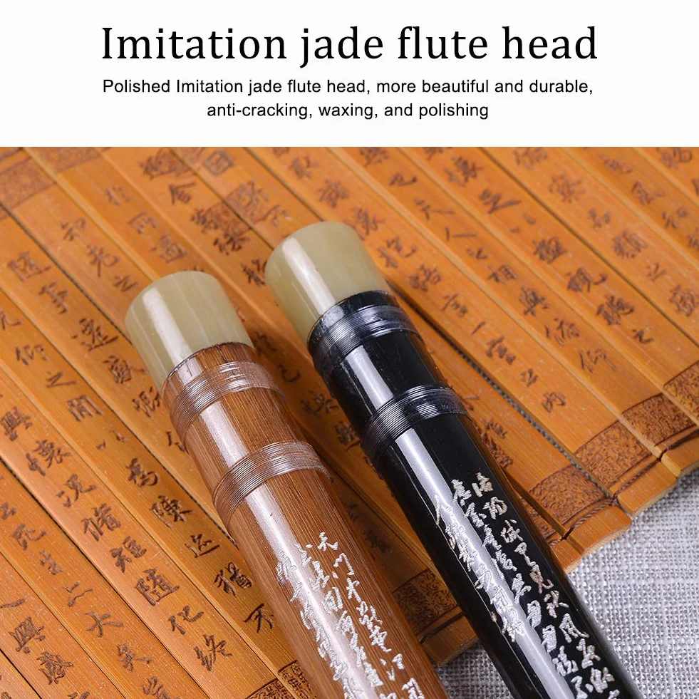 Flûte dizi en bambou faite à la main - Instrument de musique chinois en bois - Clé de fa, avec membrane, colle et protection (noir)