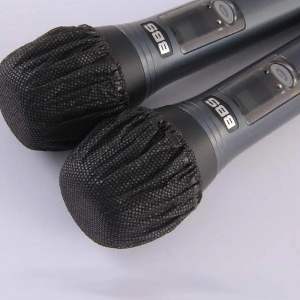 Sufang 100 Pièces Housse de Microphone Jetable Non-tissé Pare-Brise KTV Noir
