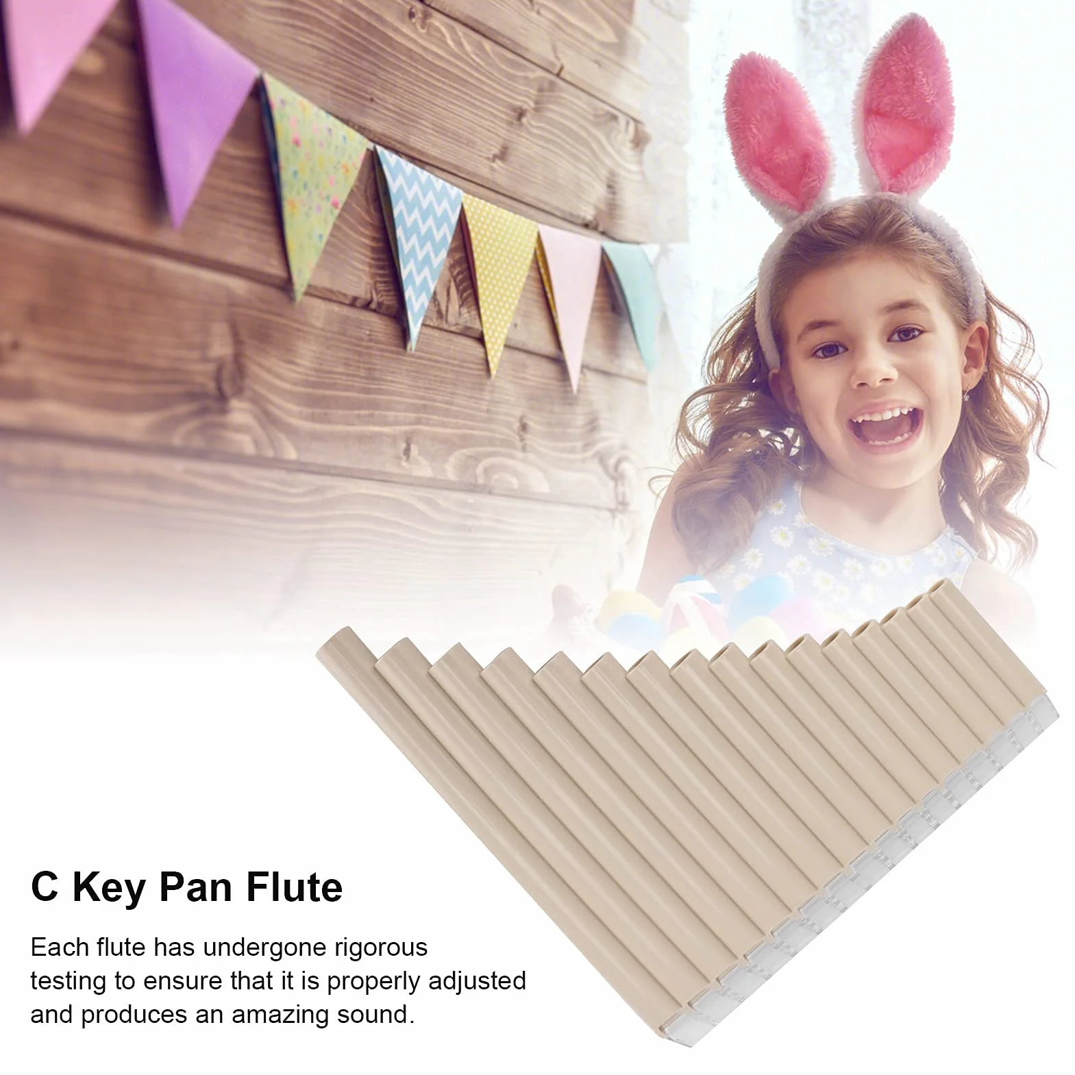 Flûte de Pan ABS 16-Tone Tube C Instruments de Musique avec Sac Rembourré pour Enfants Adultes Débutants