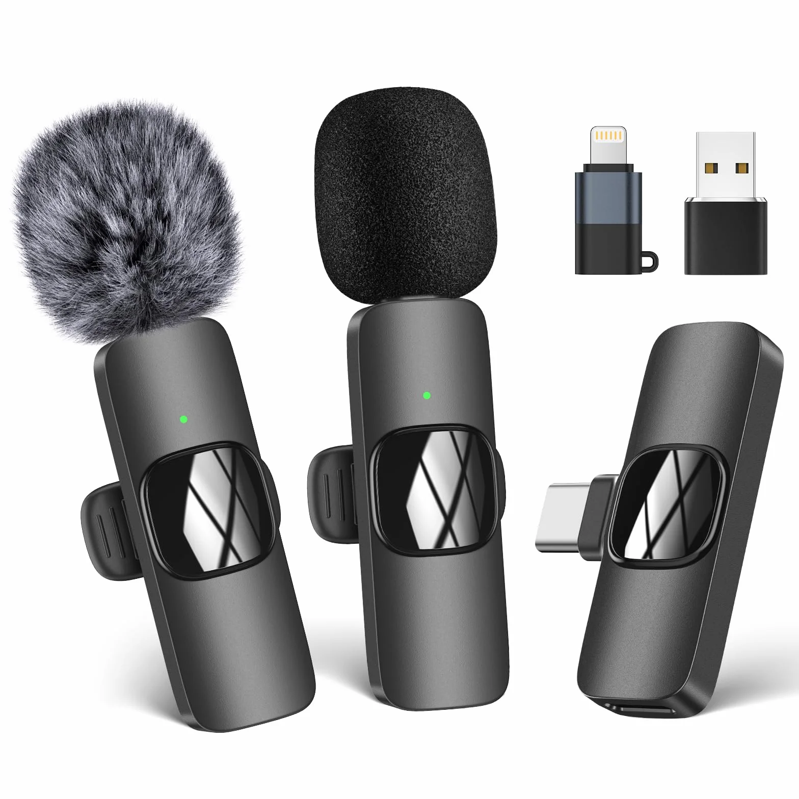 Micro Cravate sans fil USB C pour iPhone Android PC, Réduction du bruit, Clip Plug-Play pour Enregistrement Vidéo Vlogging