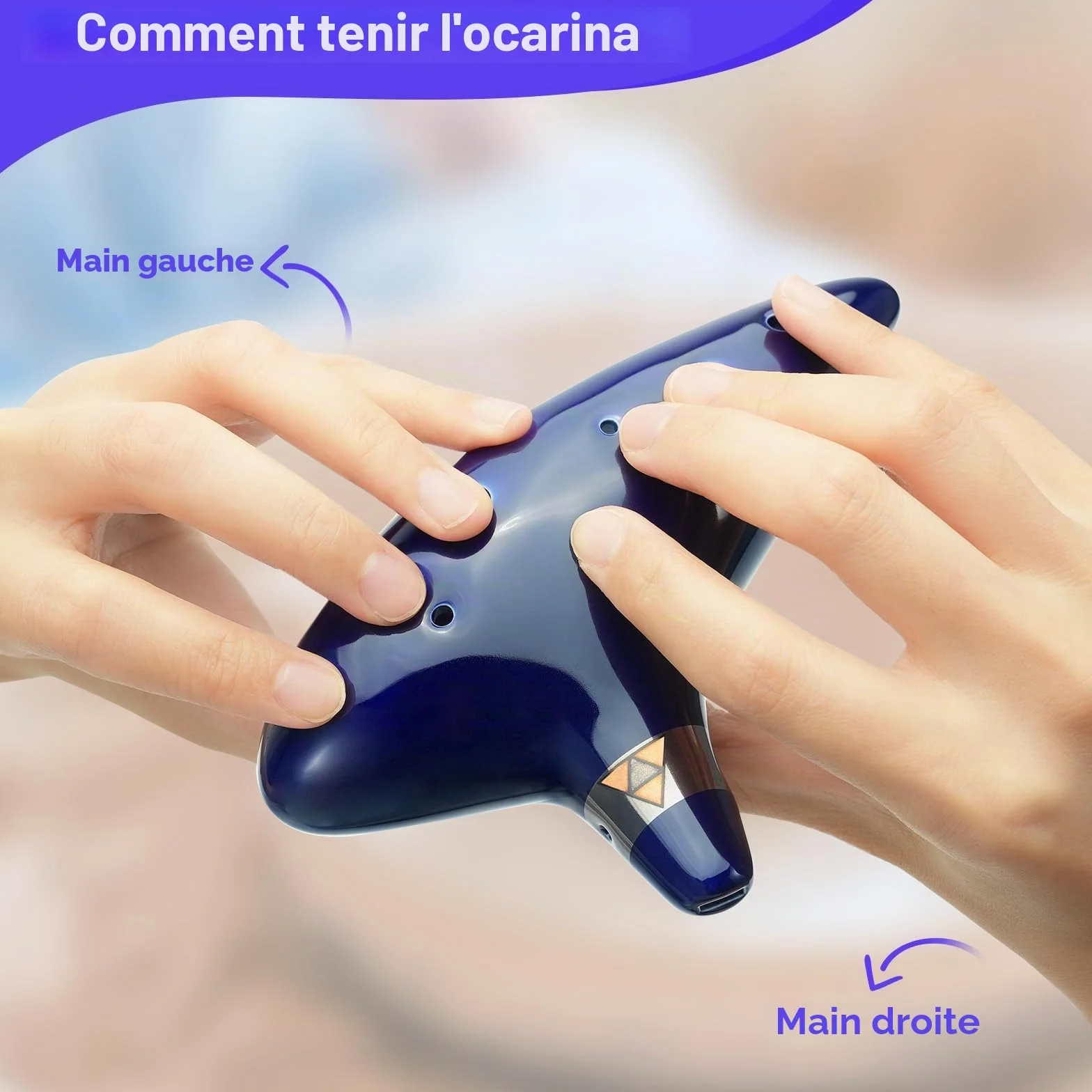 Ohuhu Ocarina 12 Trous Céramique Alto C Instrument de Musique Zelda avec Livre de Chansons Bleu