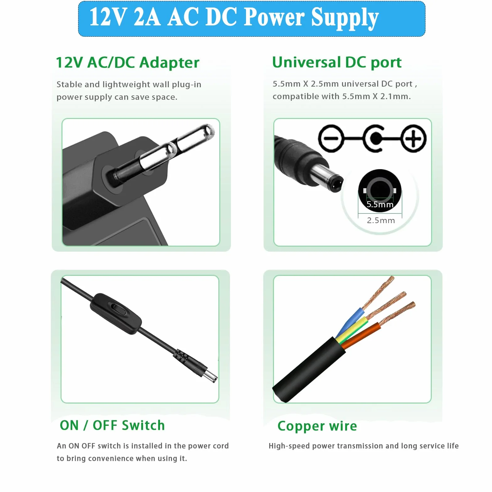 Adaptateur d'alimentation 12V 2A pour Clavier Yamaha PA-130a PA-130b PA-150b P45 PSR-210 P125