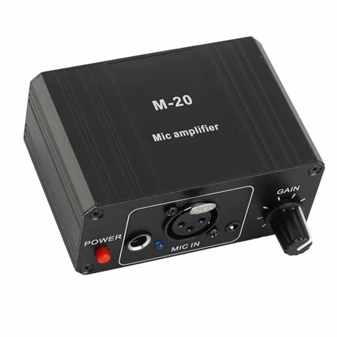 Préampli de Microphone Professionnel 48 V Alimentation Fantôme pour Microphones Dynamiques