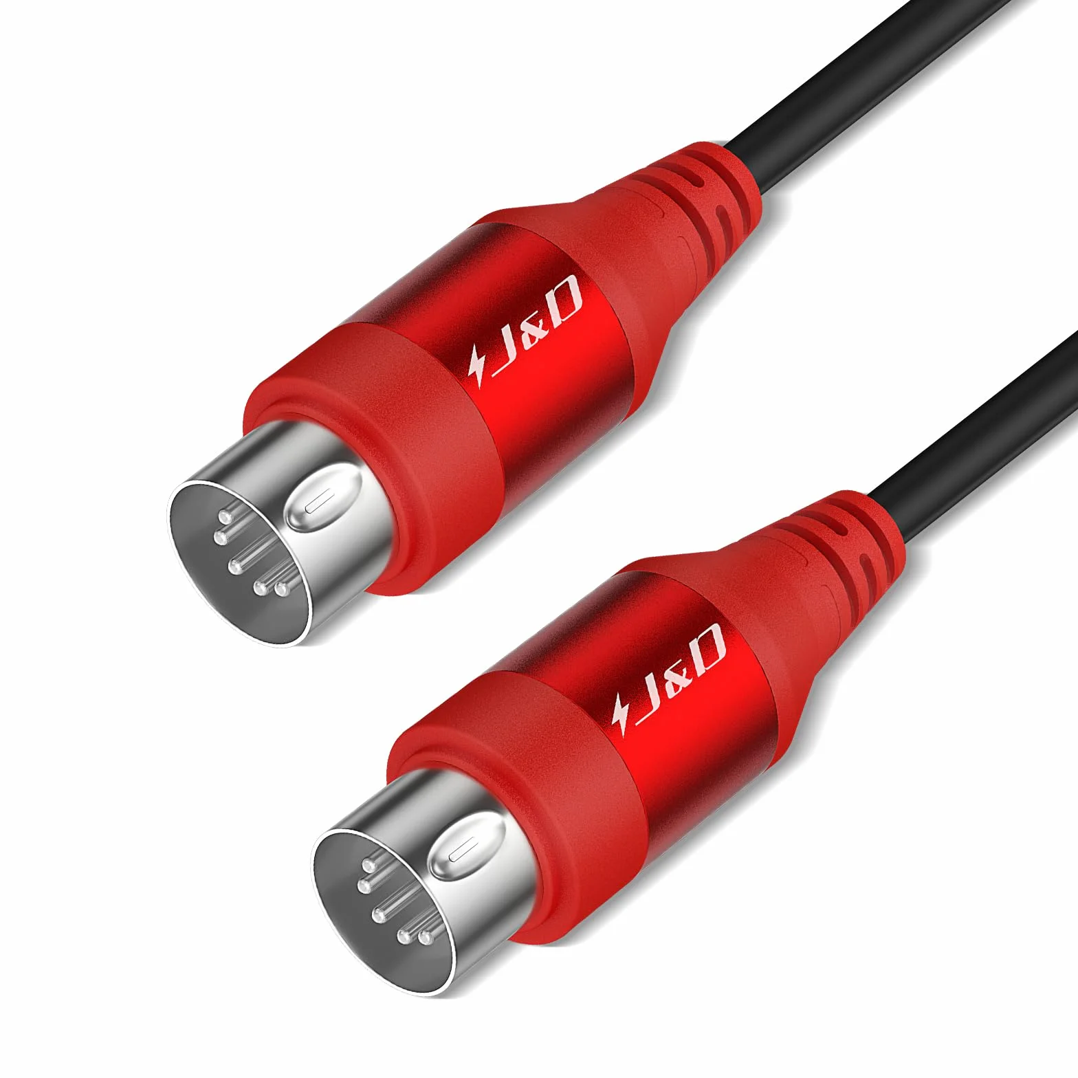 J&D Câble MIDI 5 Pin DIN Mâle à Mâle 0,9 m Rouge